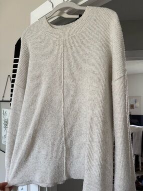 Topshop Cream Ribbed Crewneck Sweater